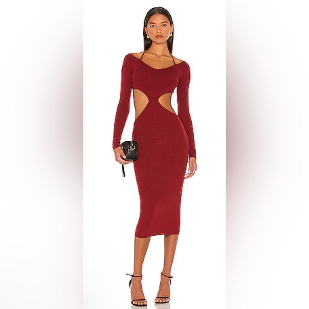 NBD Yael Cut Out Halter Dress in Dark Red – Size XS